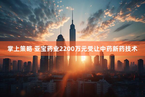 掌上策略 亚宝药业2200万元受让中药新药技术